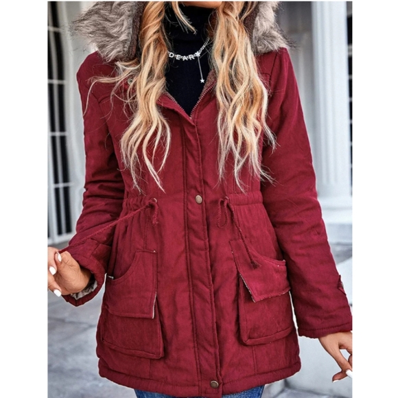 Women's Fleece lined parka coat with detachable hood size xl NEW WITH TAGS! - Picture 2 of 14